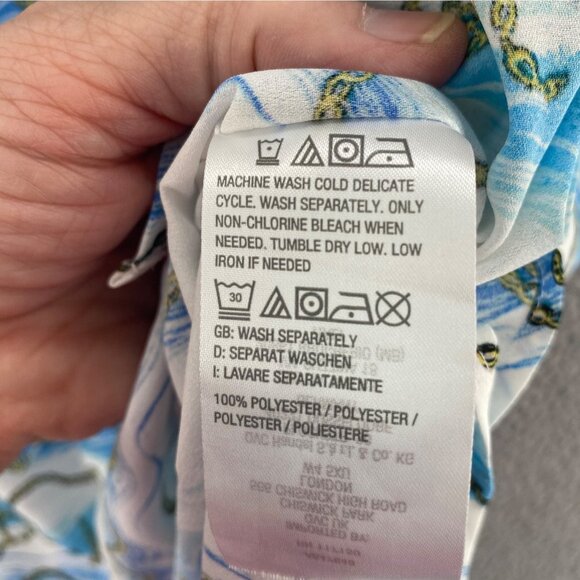 Quacker Factory Top Womens Extra Large Blue Ocean Charm Bracelet Shawl Blouse - Picture 6 of 9